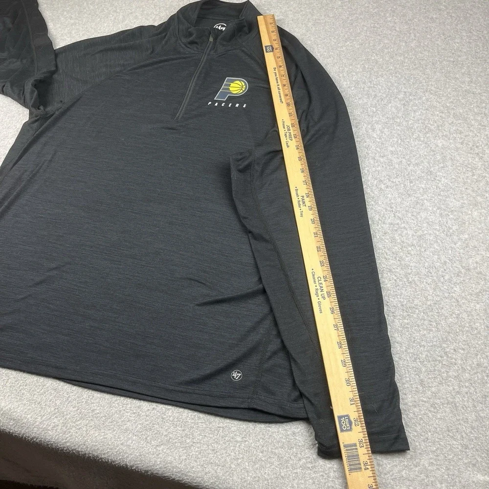 Indiana Pacers Pullover Mens 2XL Gray 47 Brand 1/4 Zip Mock Striped Pullover NBA